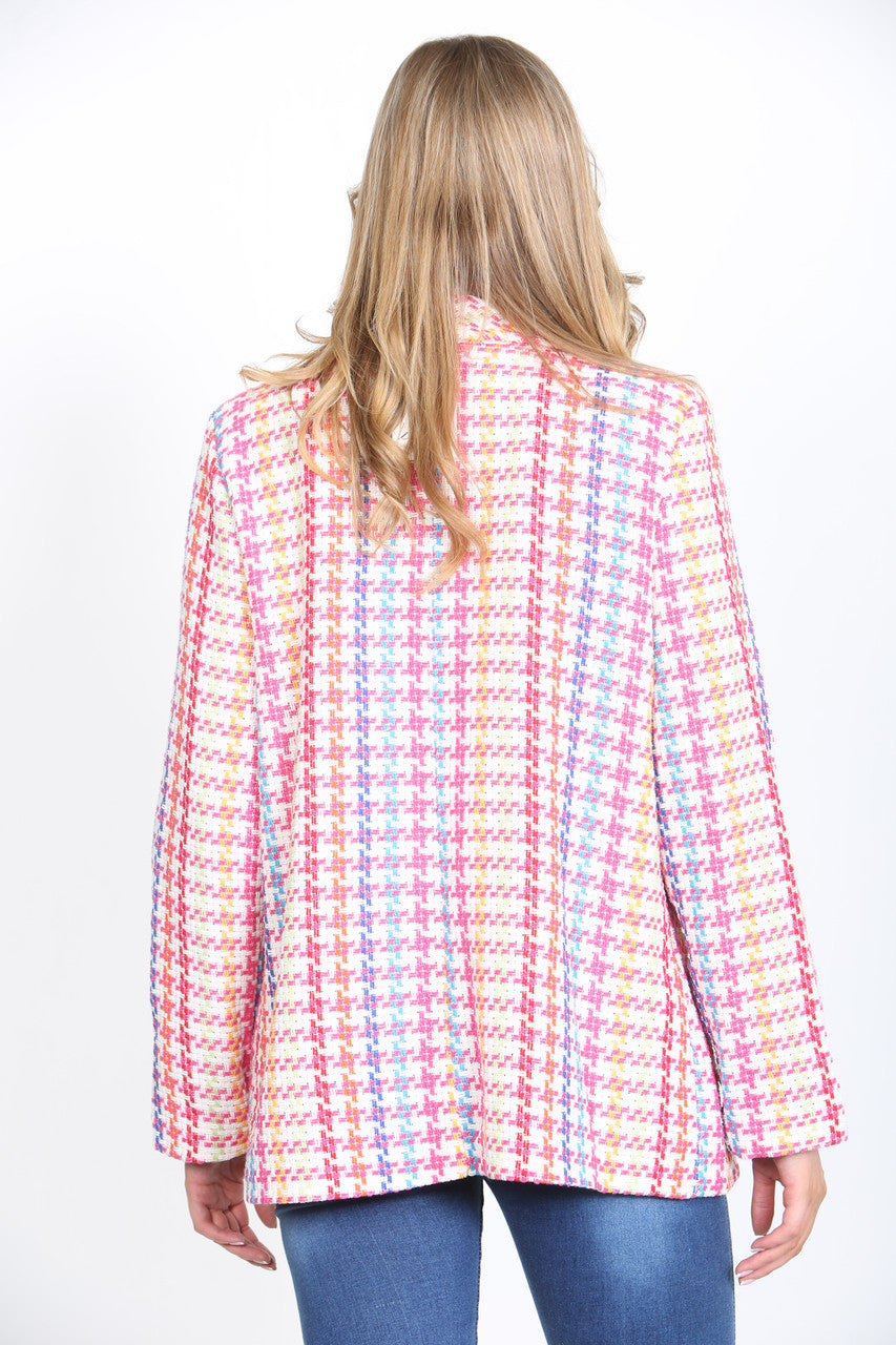 Dames Kleurrijke Tweed Blazer Cerise