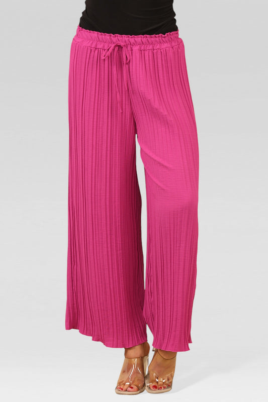 WIJDE PLISSÉBROEK MET ELASTISCHE TAILLE MAGENTA
