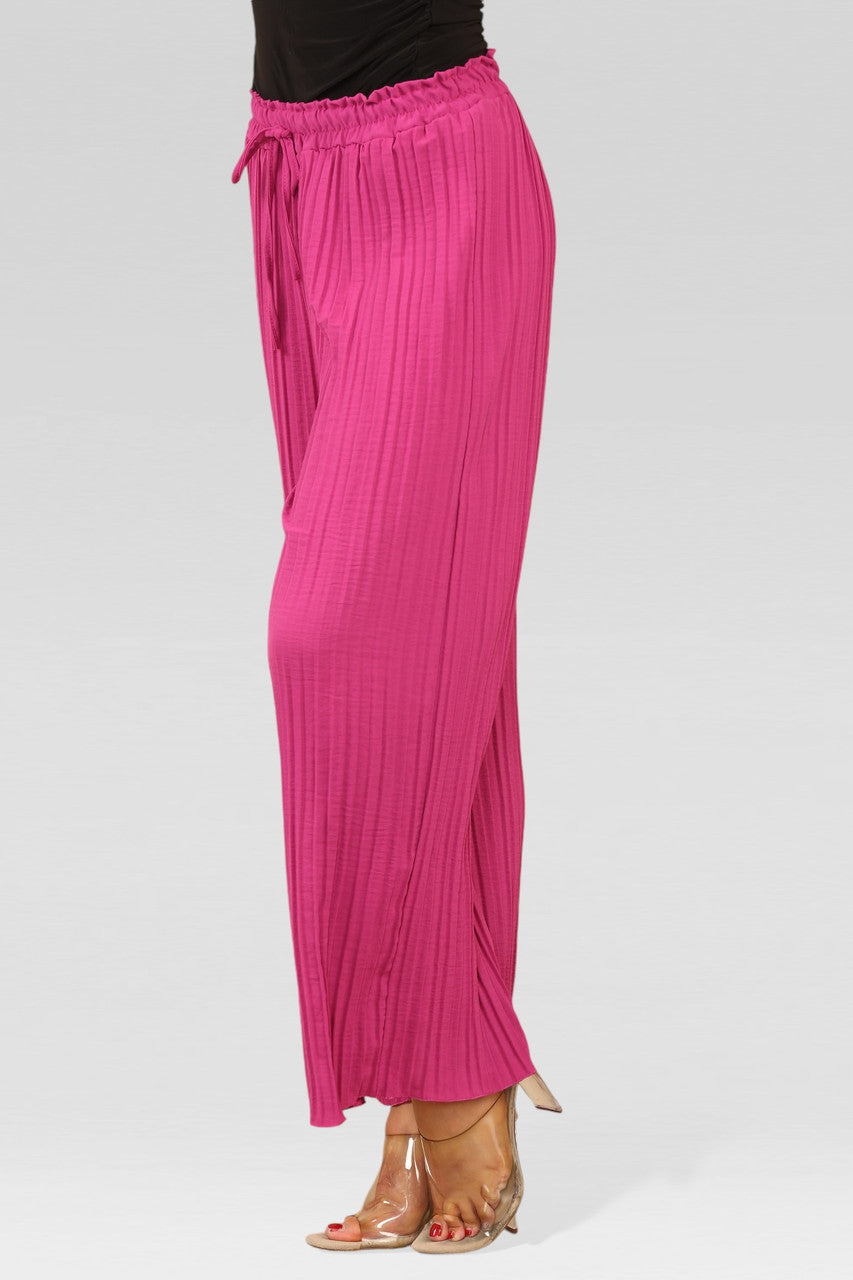 WIJDE PLISSÉBROEK MET ELASTISCHE TAILLE MAGENTA