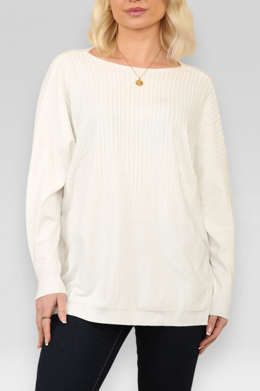 RIBBED KNITTED JUMPER WHITE