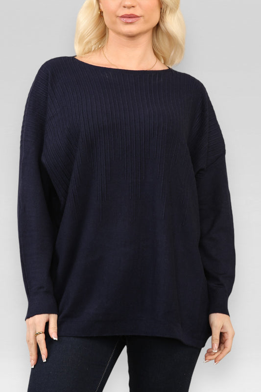 RIBBED KNITTED JUMPER NAVY