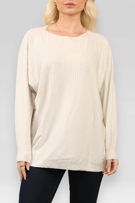 RIBBED KNITTED JUMPER STONE