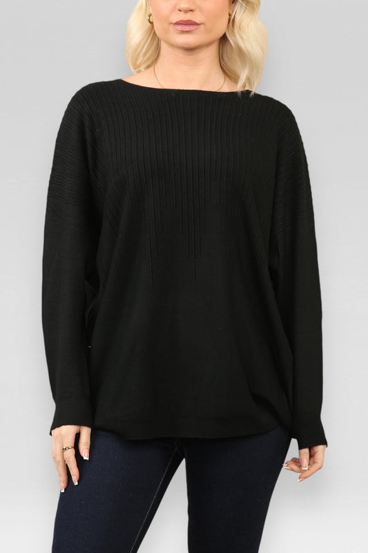 RIBBED KNITTED JUMPER BLACK