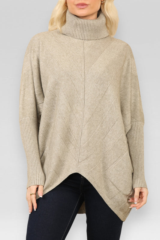 DIAGONAL EFFECT KNITTED JUMPER TAUPE