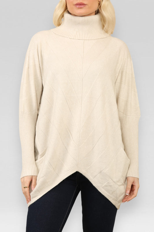 DIAGONAL EFFECT KNITTED JUMPER STONE