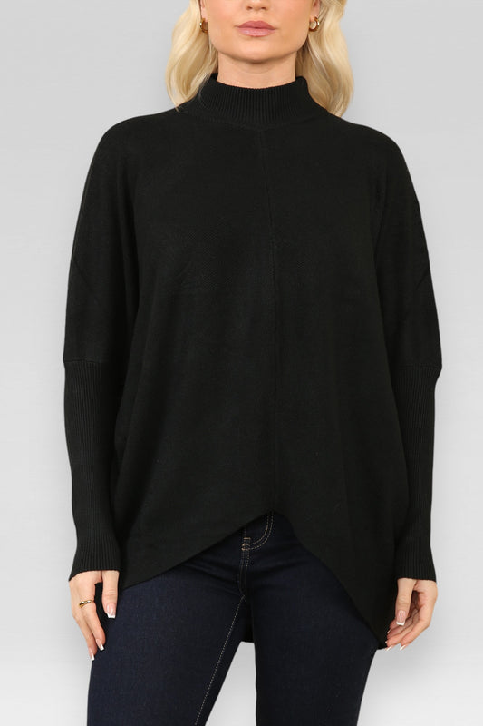 HIGH NECK KNITTED JUMPER BLACK