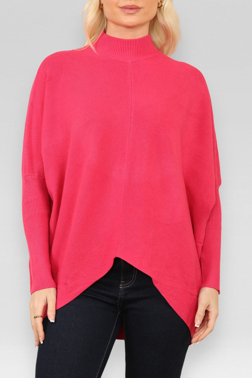 HIGH NECK KNITTED JUMPER LIPSTICK PINK
