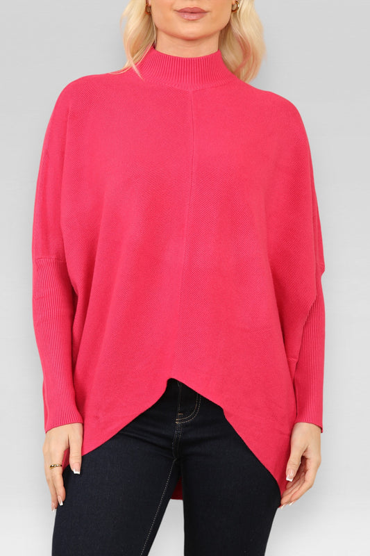 HIGH NECK KNITTED JUMPER LIPSTICK PINK