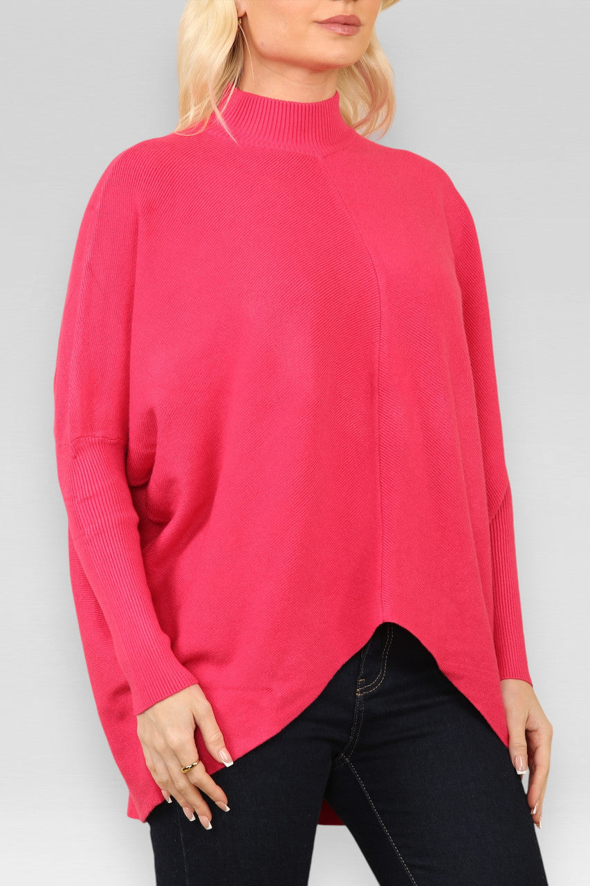 HIGH NECK KNITTED JUMPER LIPSTICK PINK