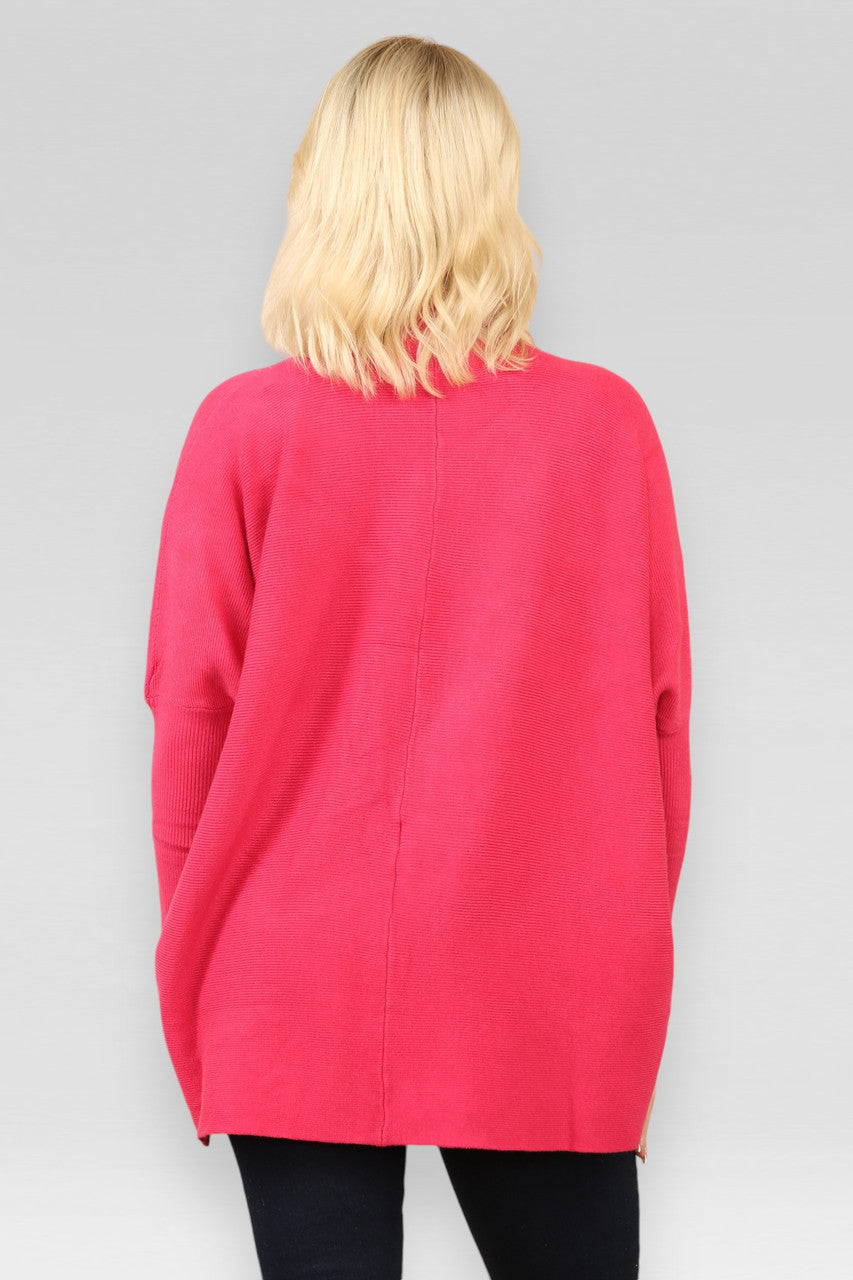 HIGH NECK KNITTED JUMPER LIPSTICK PINK
