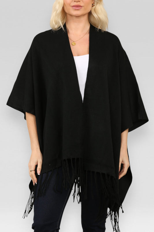 GEBREID VEST MET KWARTJES EN CAPE ZWART