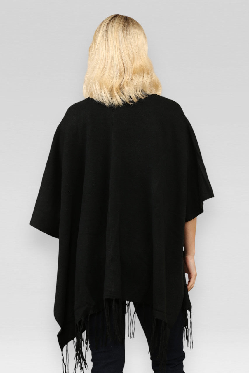 GEBREID VEST MET KWARTJES EN CAPE ZWART