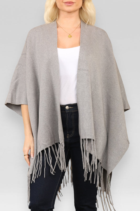 GEBREID VEST MET KWASJES CAPE GRIJS