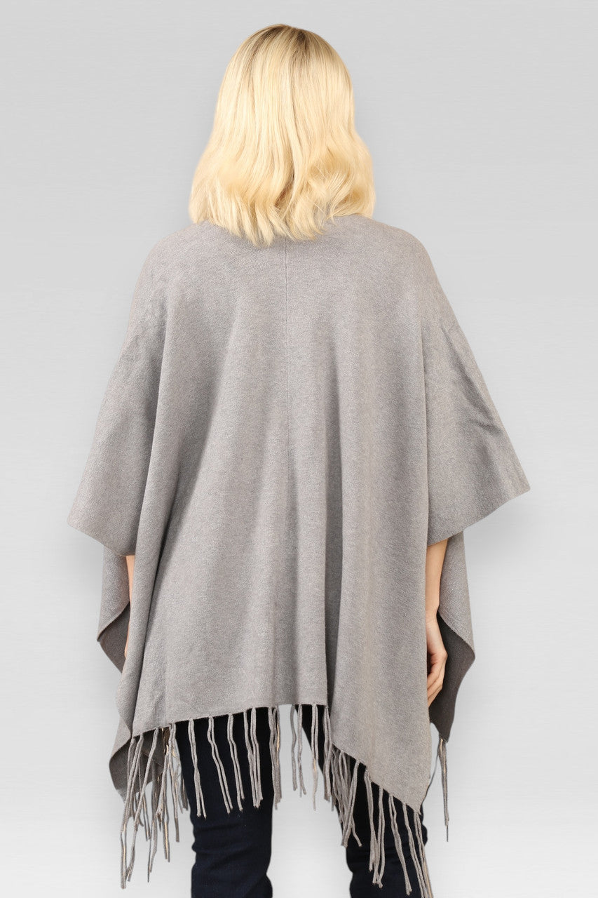 GEBREID VEST MET KWASJES CAPE GRIJS