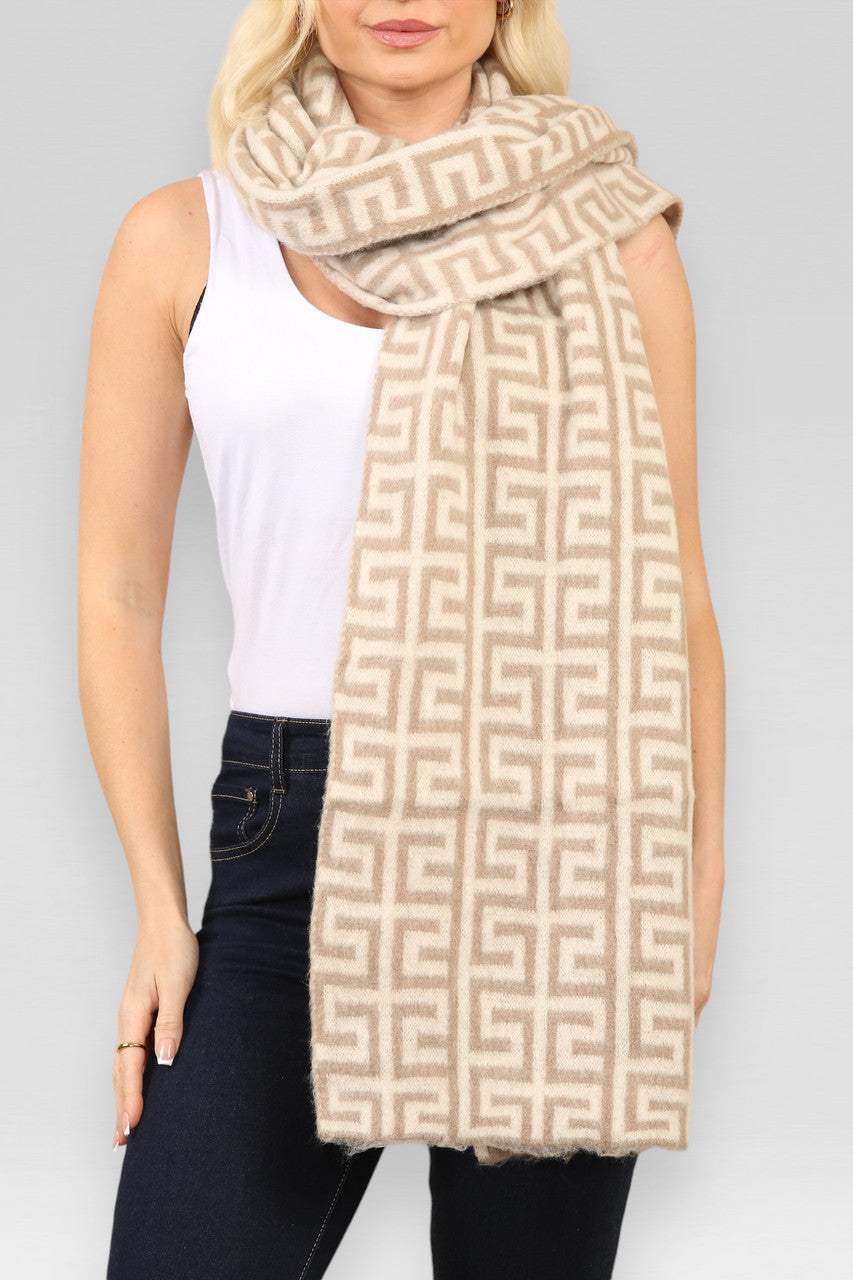 GEOMETRISCHE PRINT SJAAL BEIGE