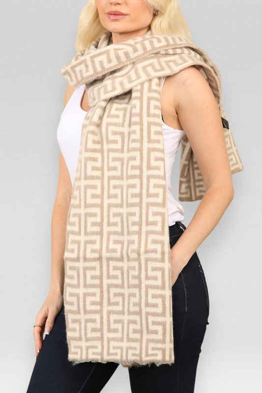 GEOMETRISCHE PRINT SJAAL BEIGE