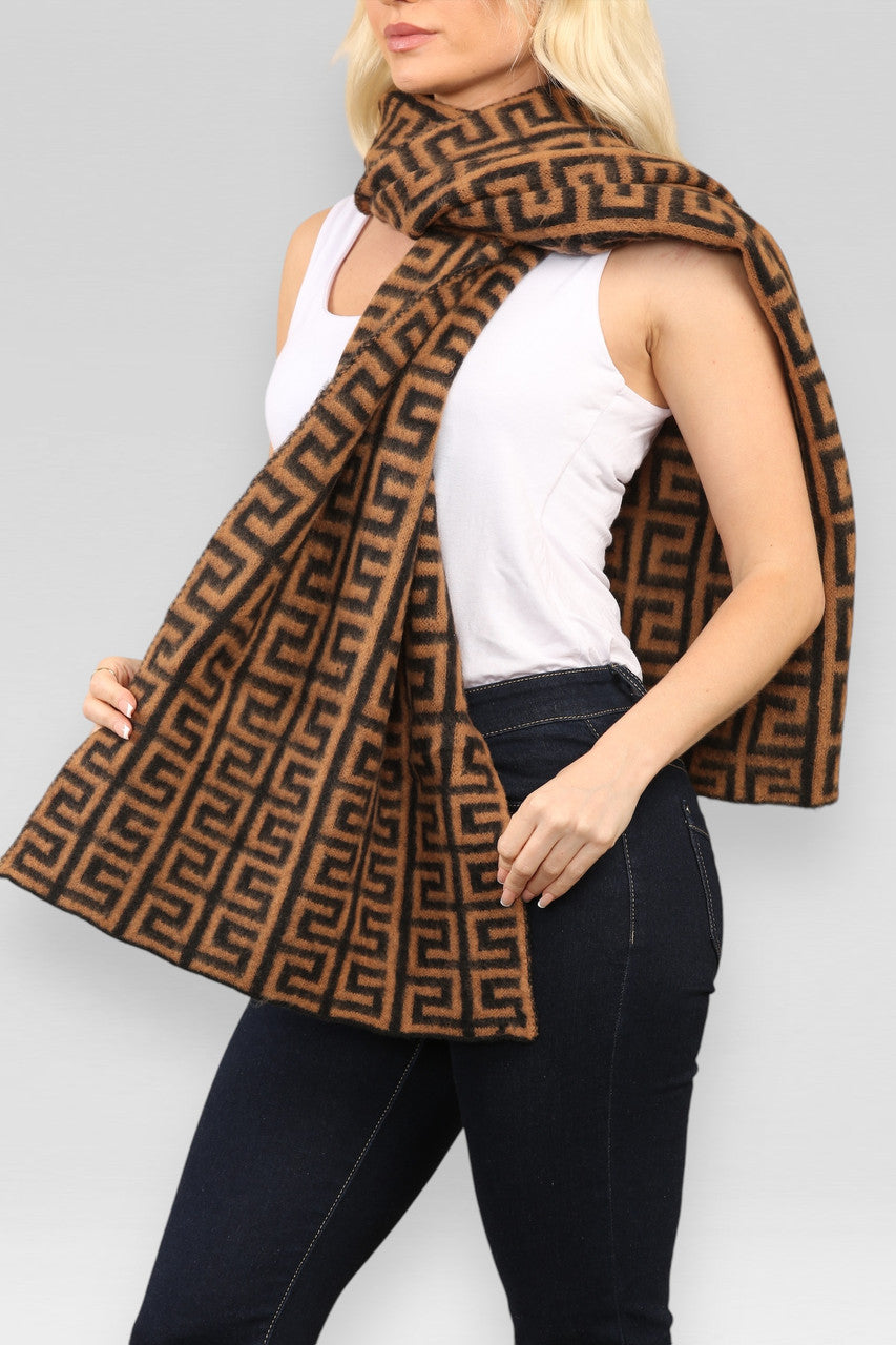GEOMETRISCHE PRINT SJAAL INSPIRATIE CAMEL