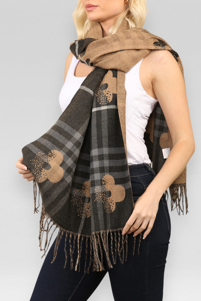 BLOEMEN & RUIT PRINT SJAAL ZWART