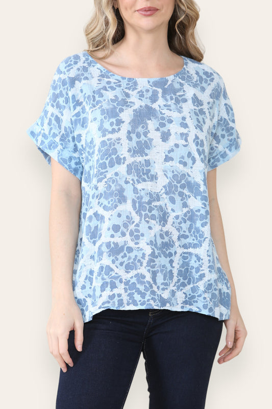 ANIMAL EFFECT PRINT TOP LIGHT BLUE