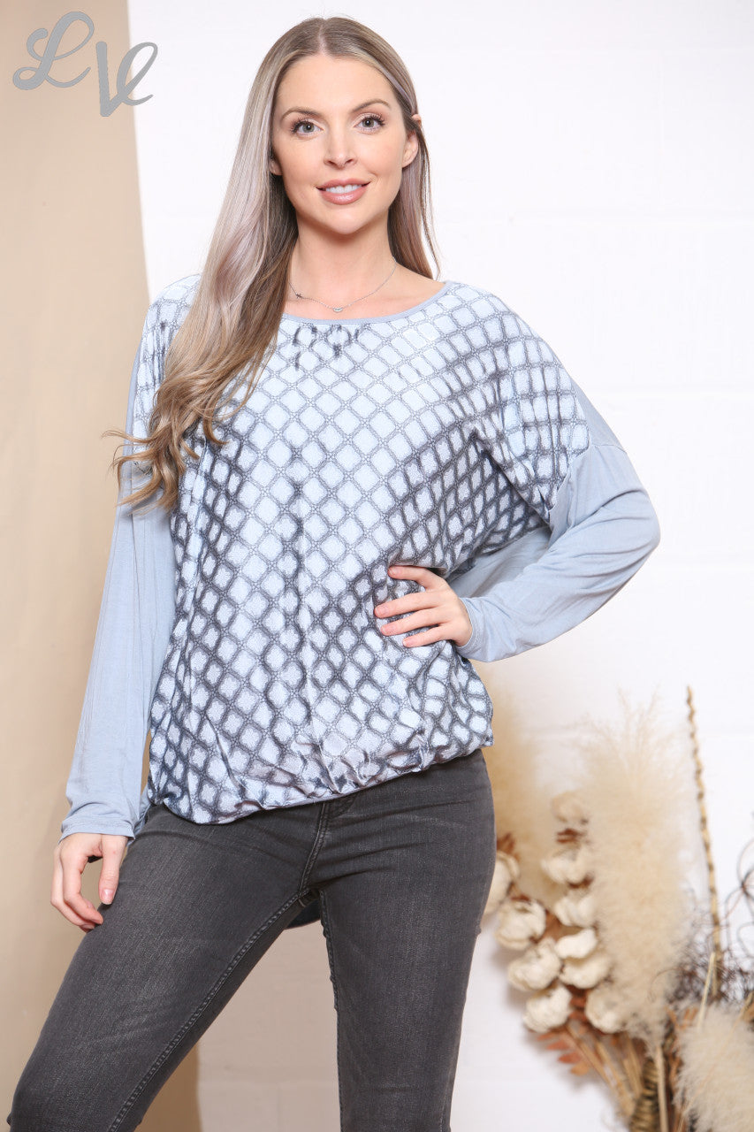 Dames spijkerblouse met Art Deco print