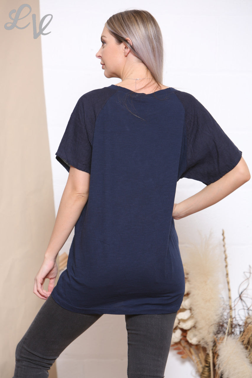 Dames Mesh Top met Pailletten Ster Marine