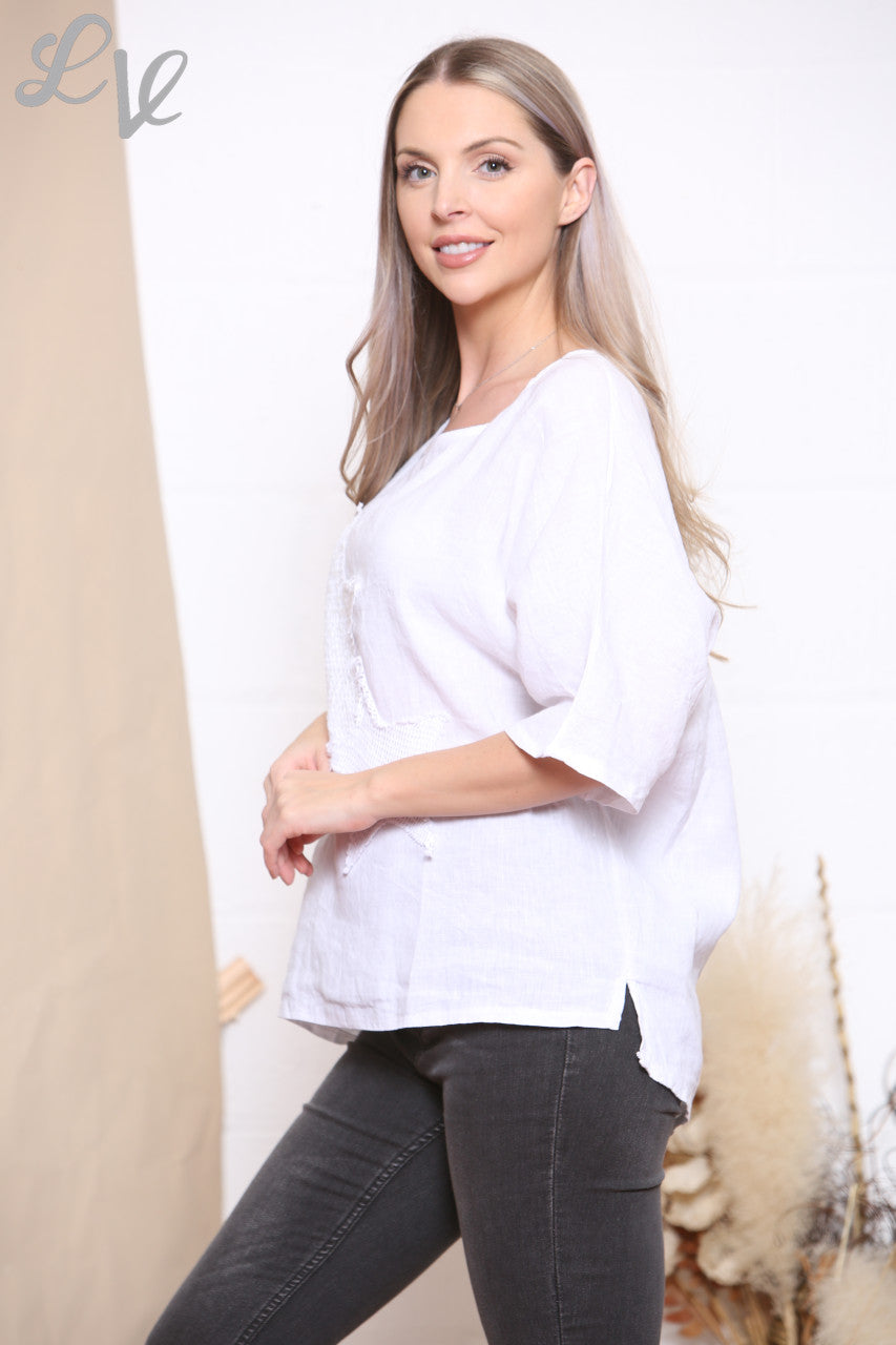 Dames Mesh Top met Pailletten Sterren Wit