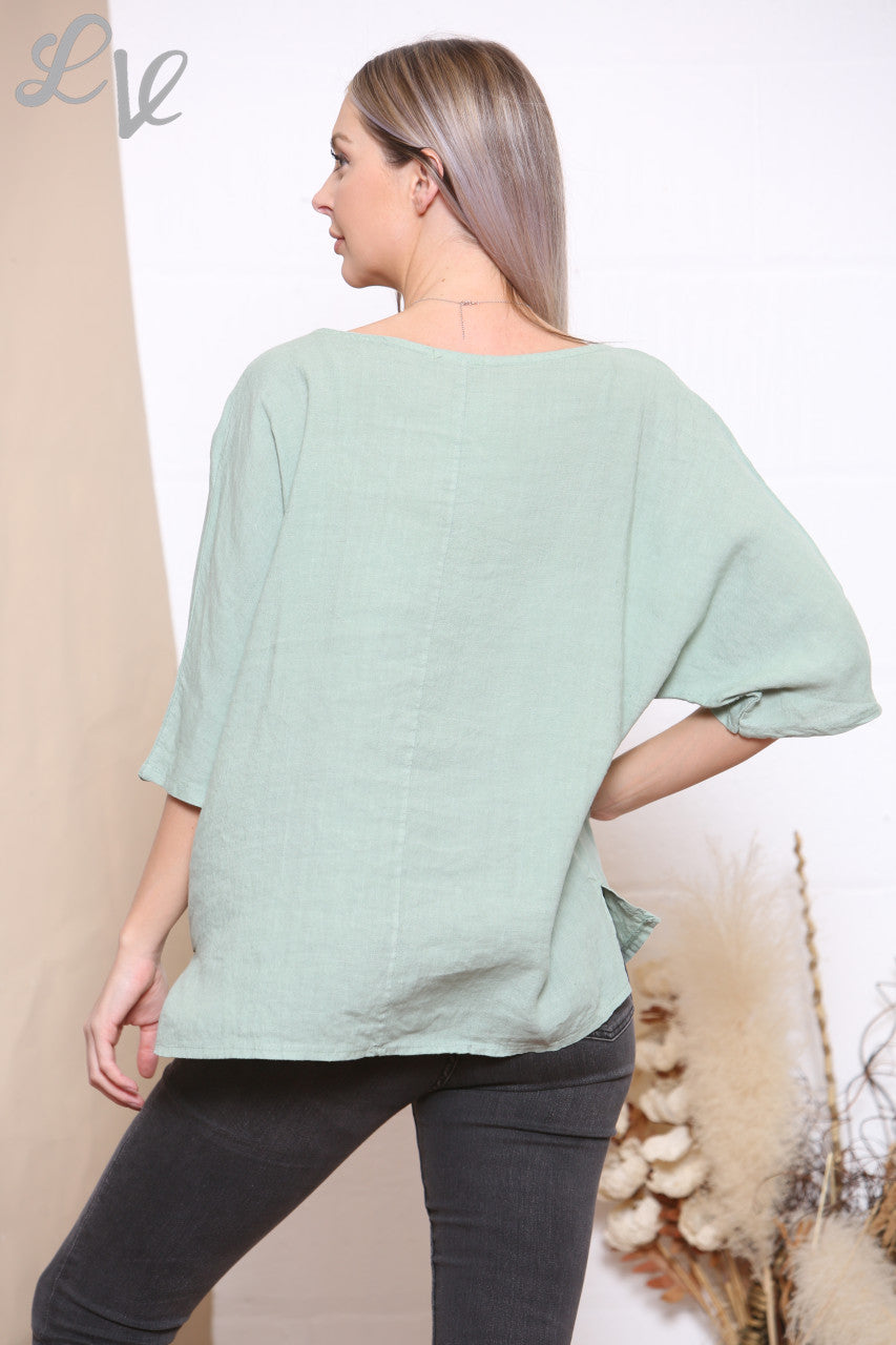 Ladies Mesh Sequin Stars Top Khaki