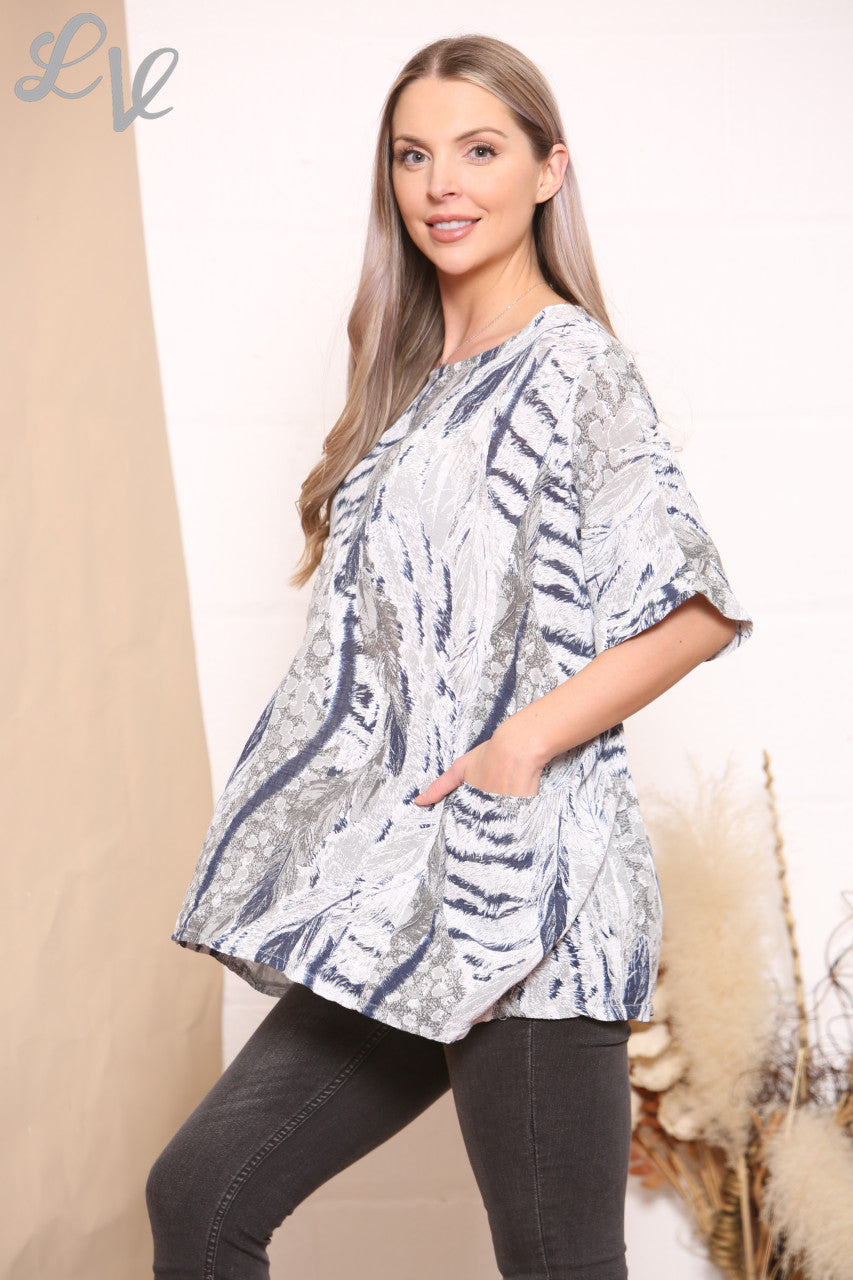 Dames Top met abstracte dierenprint Wit