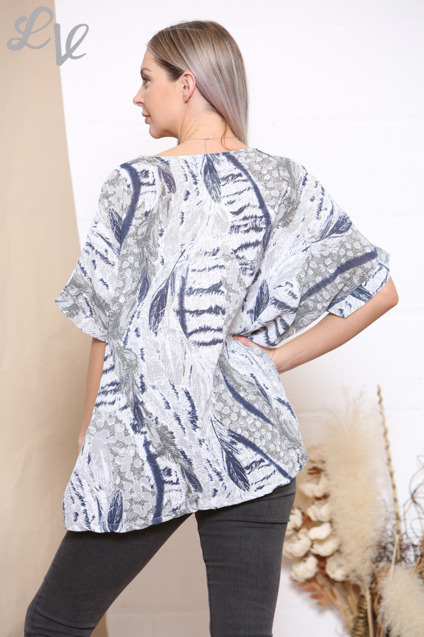 Dames Top met abstracte dierenprint Wit