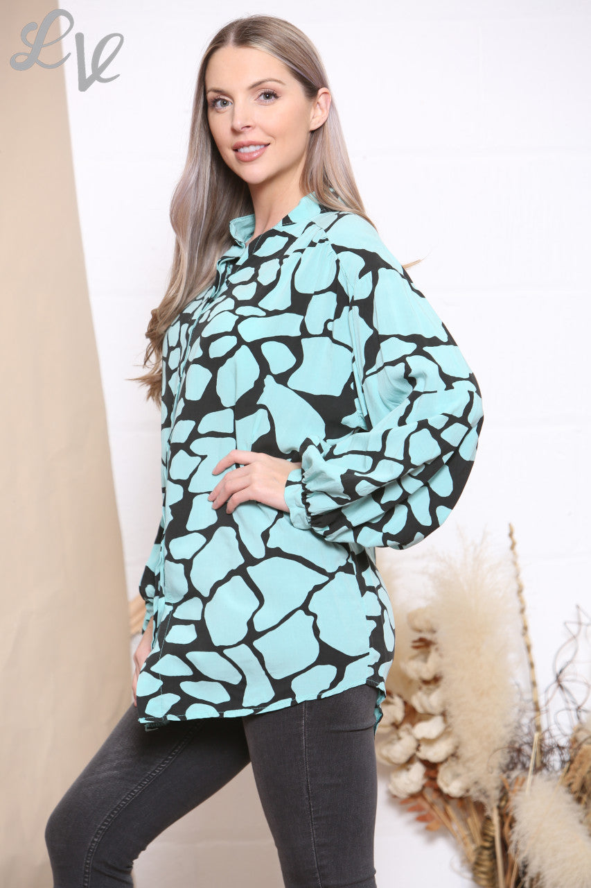 Ladies Giraffe Print Shirt Top Tiffany