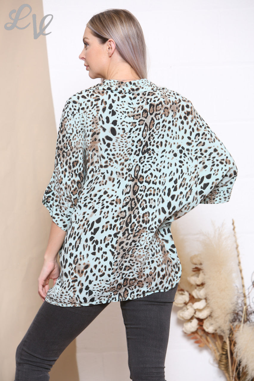 Dames T-shirt met Dierenprint Blauw