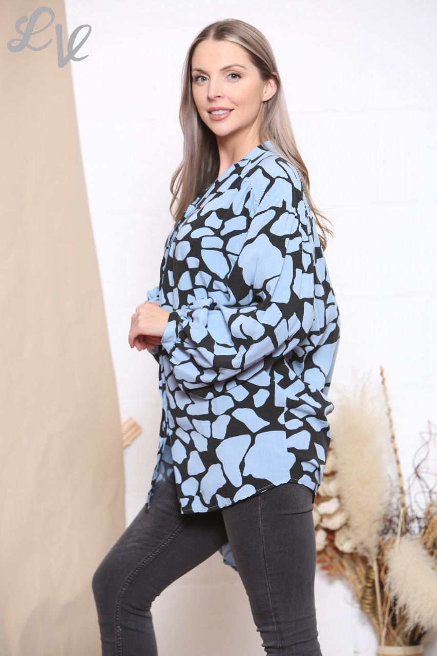 Dames Blouse met Giraffeprint Blauw
