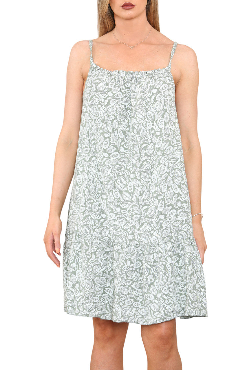 Dames Strappy Jurk met Paisleyprint Khaki