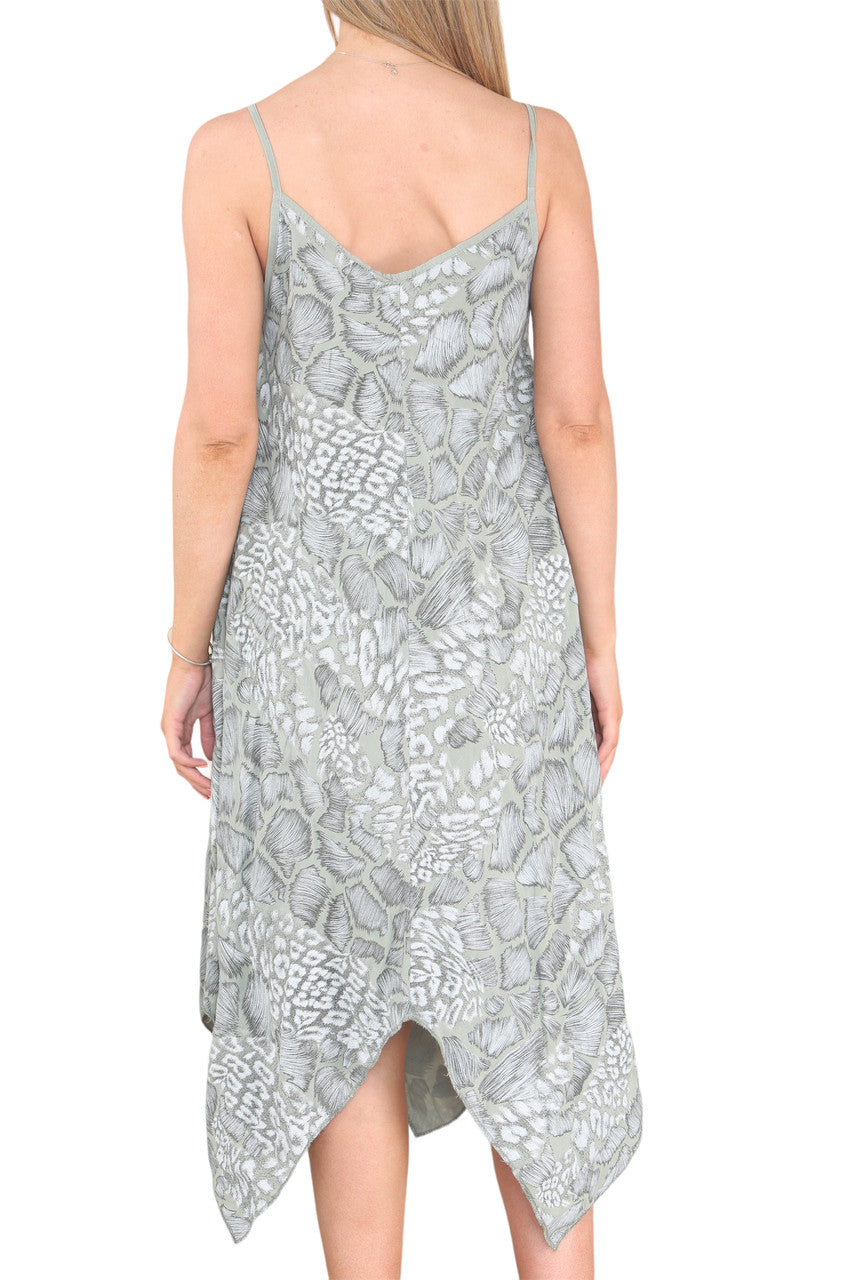 Ladies Animal Mix Print Strappy Dress Khaki