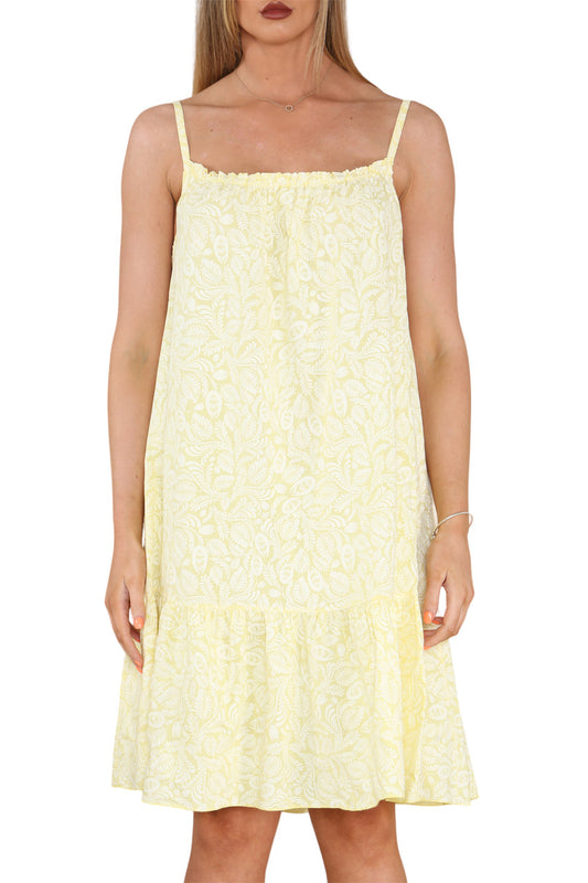 Ladies Paisley Print Strappy Dress Lemon