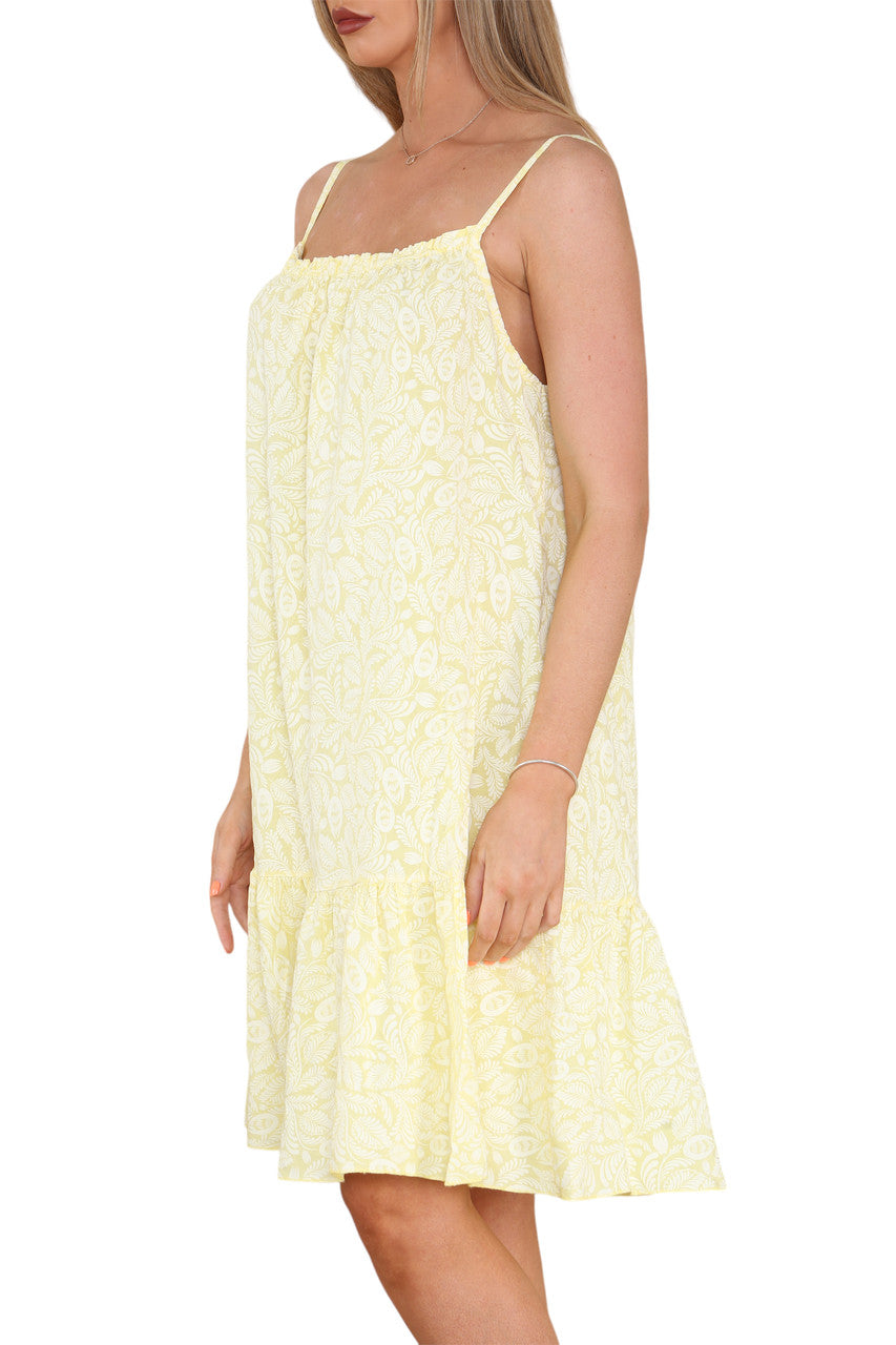Ladies Paisley Print Strappy Dress Lemon