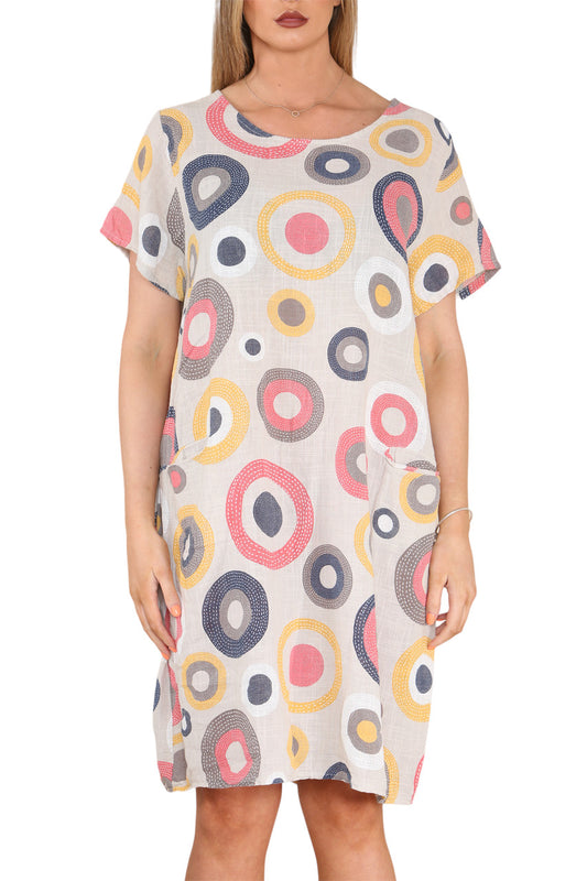 Dames Circle Tuniekjurk met Print - Steen