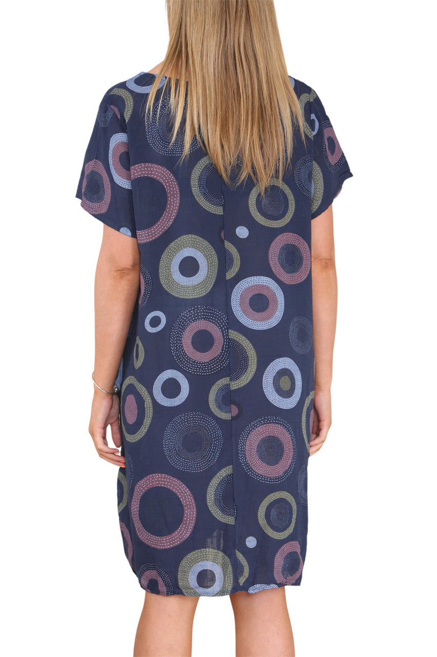 Ladies Circle Mix Print Tuniekjurk Marine