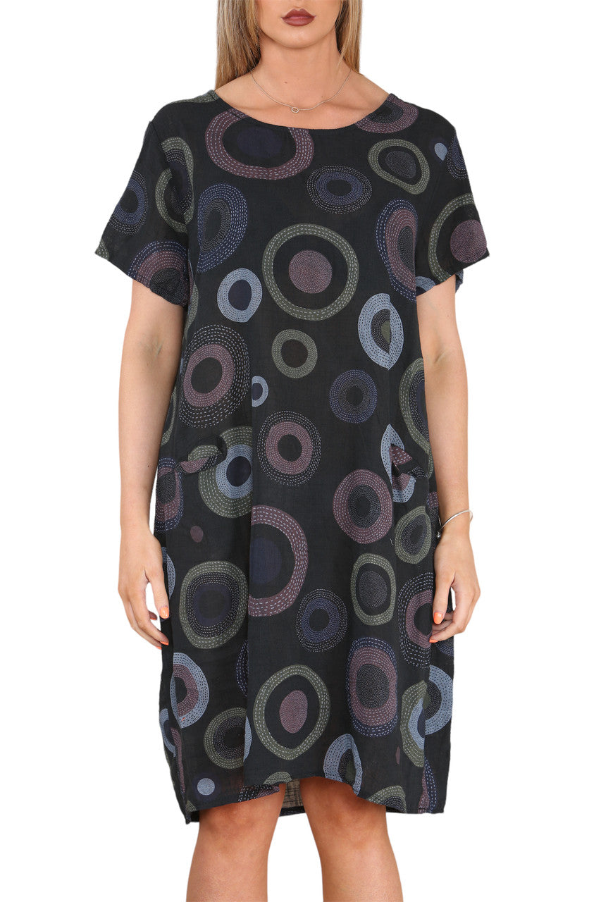 Ladies Circle Tuniekjurk met Printmix Zwart