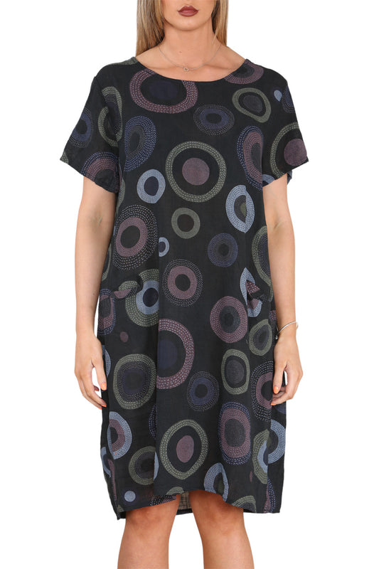 Ladies Circle Tuniekjurk met Printmix Zwart