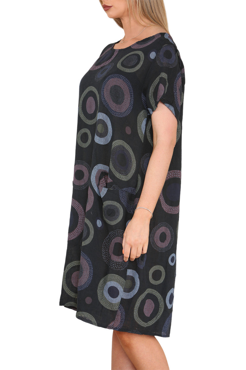 Ladies Circle Tuniekjurk met Printmix Zwart