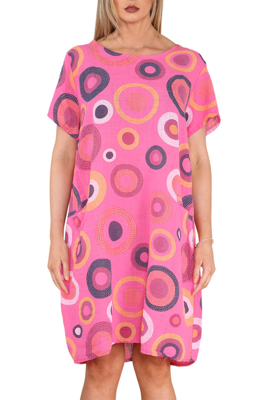 Ladies Circle Tuniekjurk met Printmix Cerise