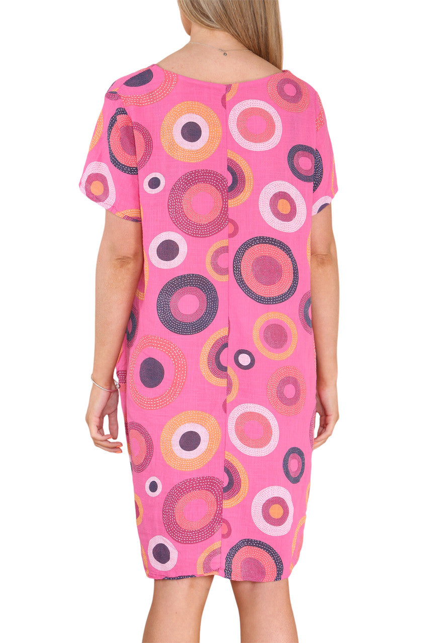 Ladies Circle Tuniekjurk met Printmix Cerise