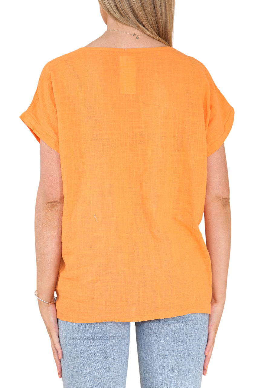 Ladies Daisy Flower Top Orange