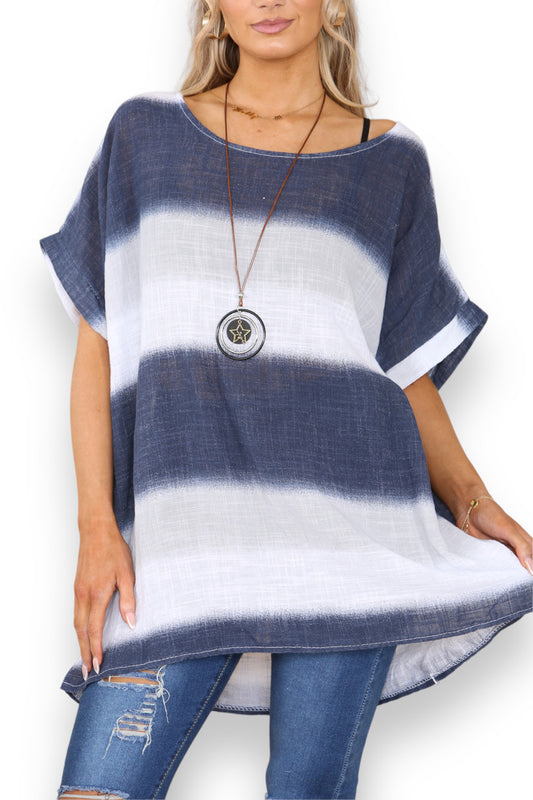 OMBRE PRINT TOP WHITE
