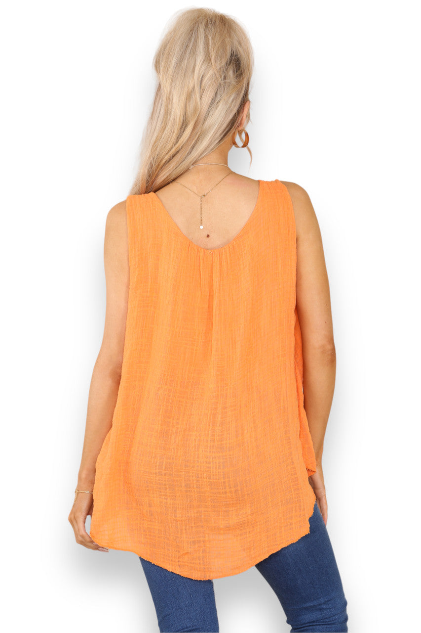 MOUWLOZE TOP MET HALSCOLLIER ORANJE