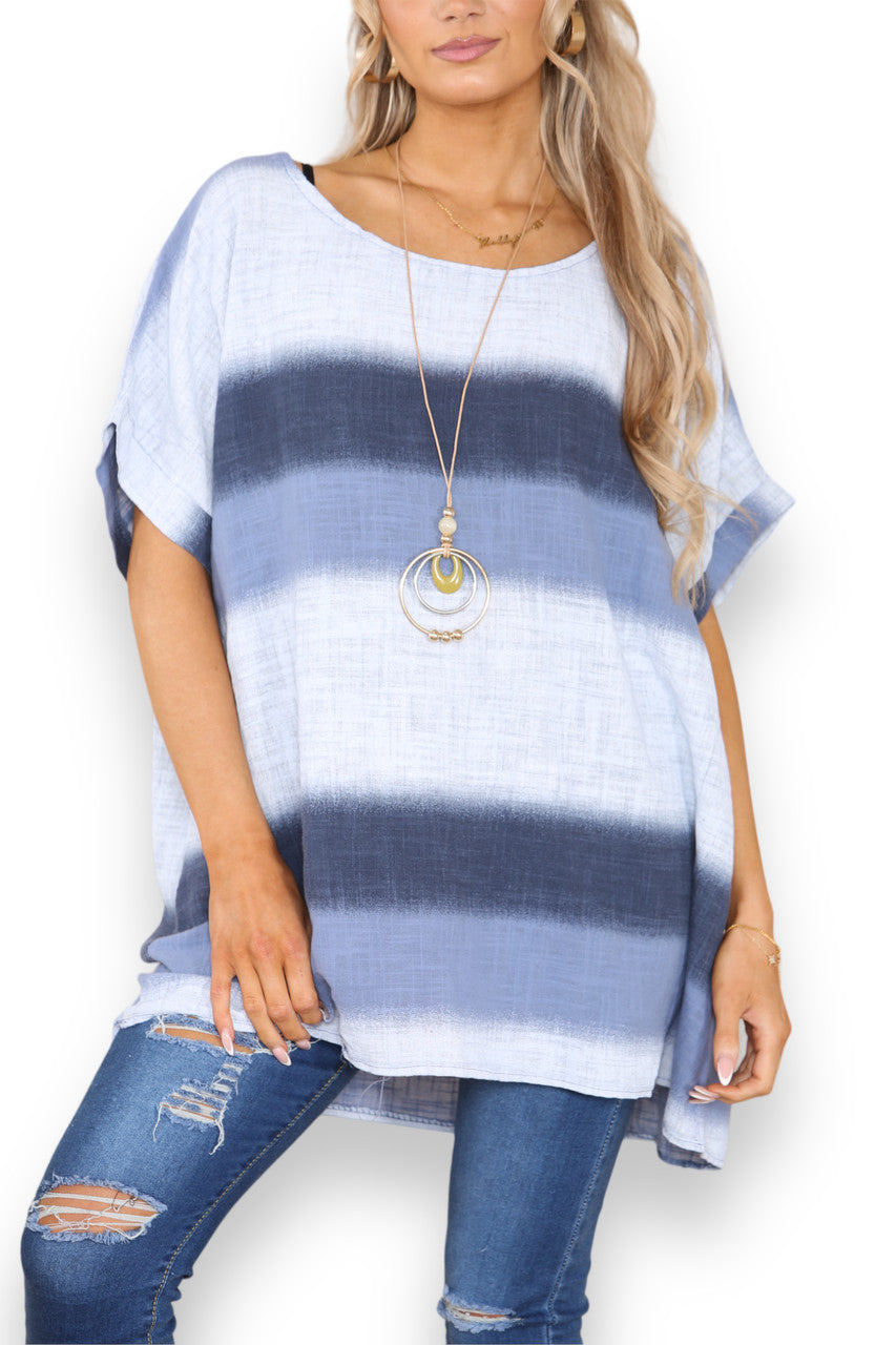 OMBRE PRINT TOP DENIM