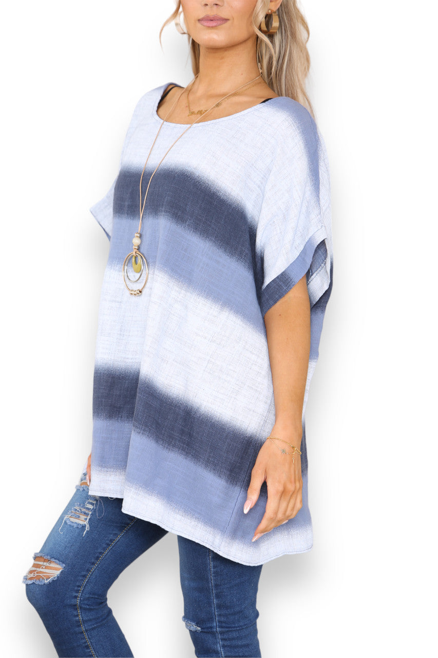 OMBRE PRINT TOP DENIM