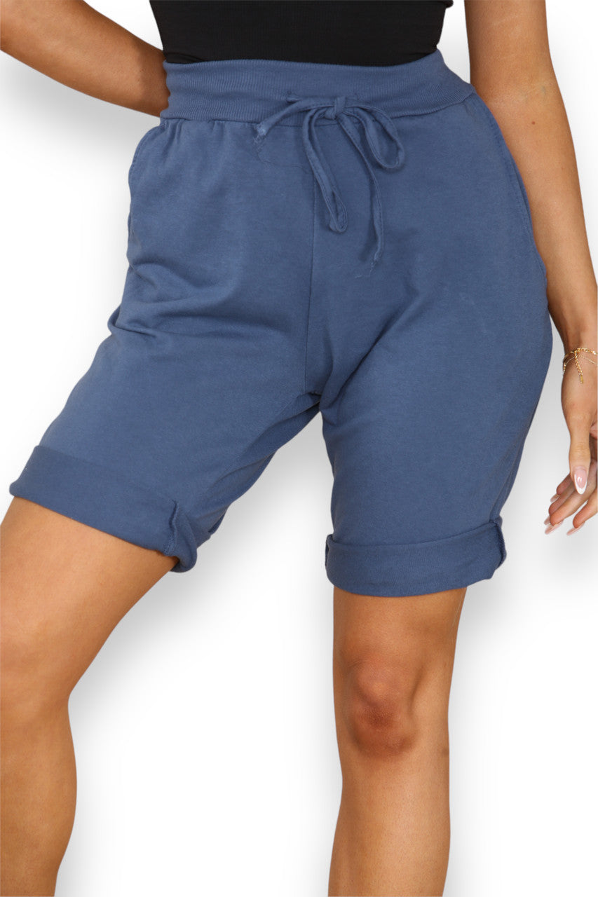Ladies Plain Jogging Shorts Navy