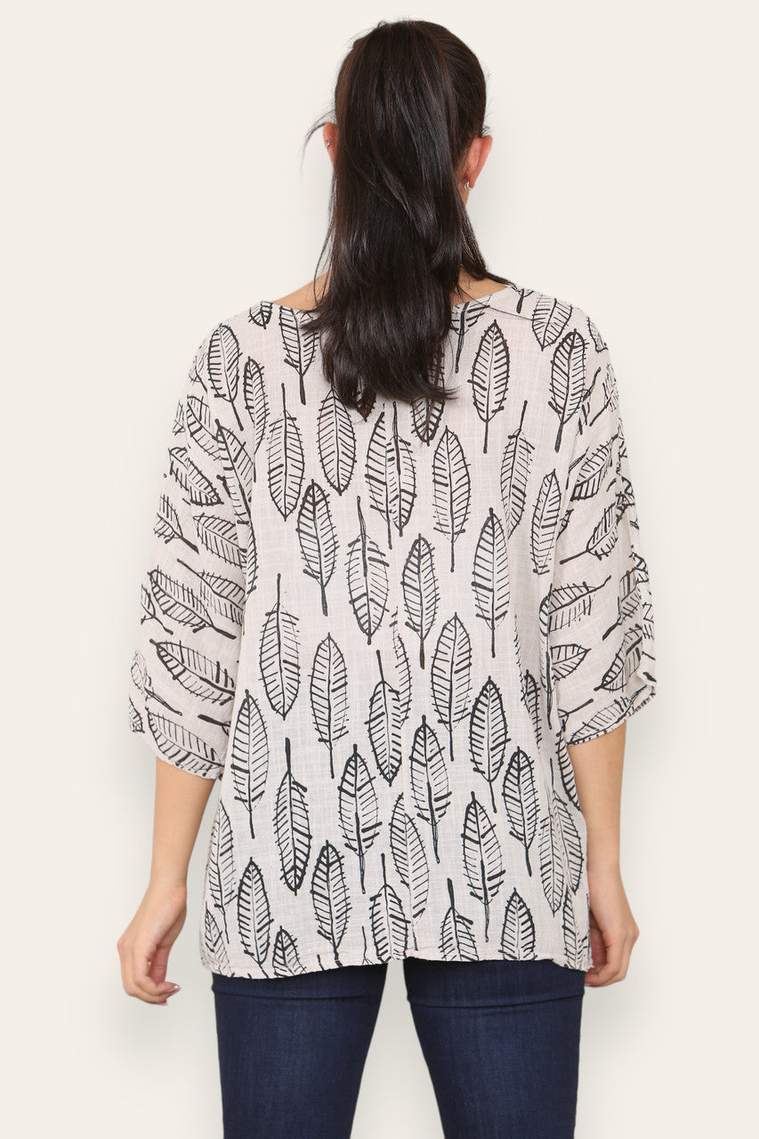 LEAF SKELETON PRINT TOP STONE